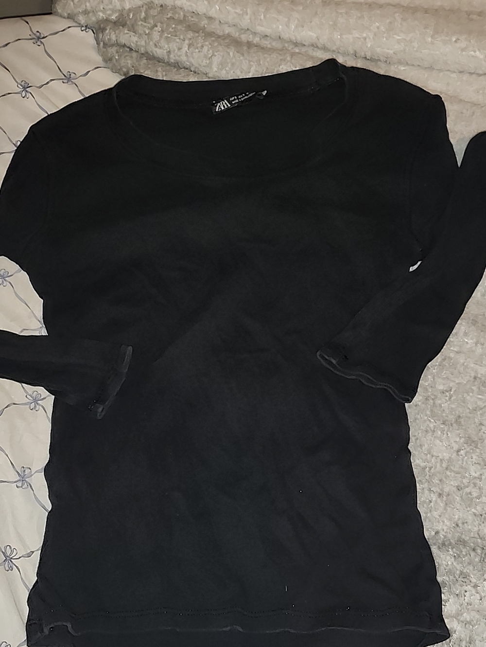 Zara Black Long Sleeve Crewneck Tee for Kids